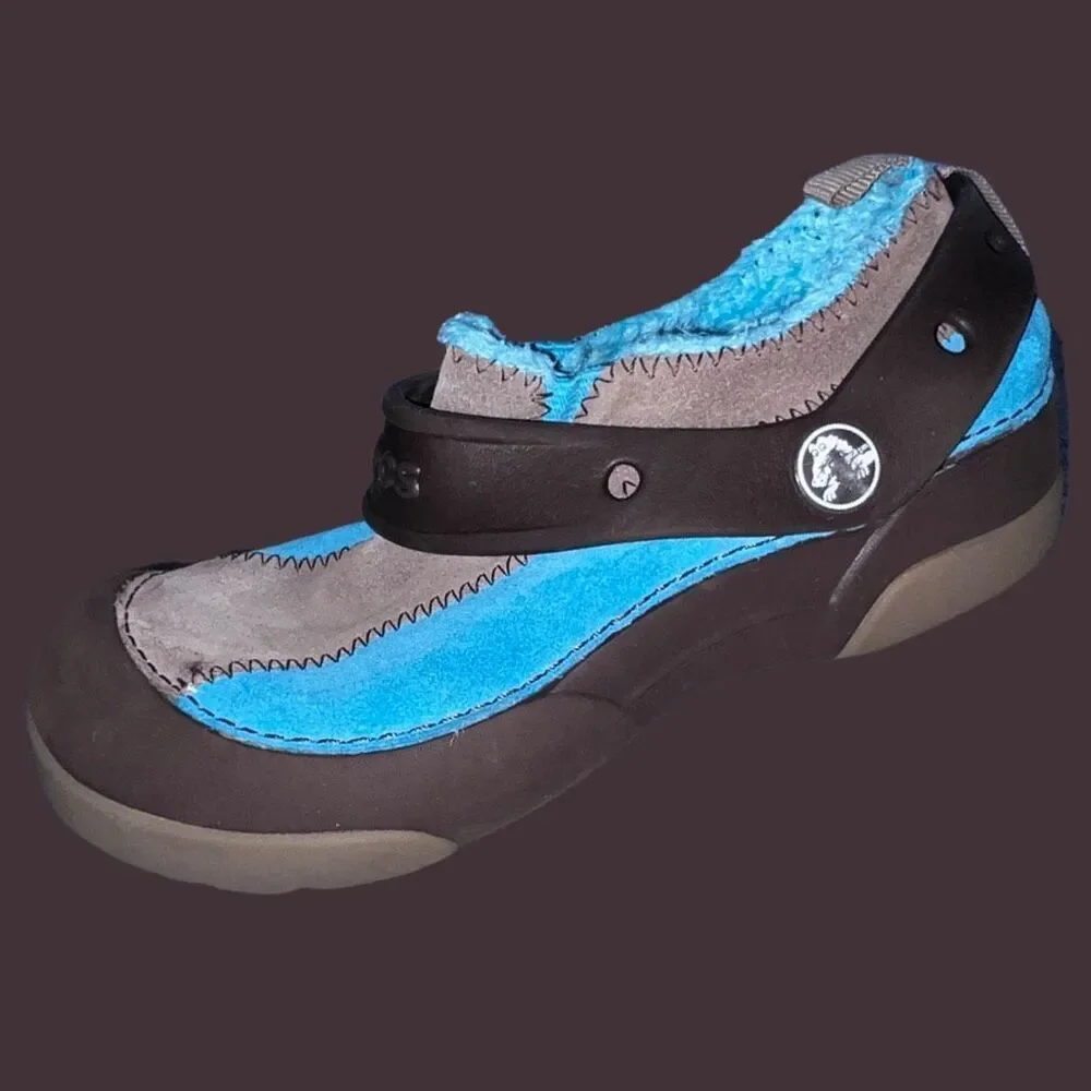 Youth Crocs Dawson Faux Fur Blue Brown SEF1554 J 1 Size Kids 1